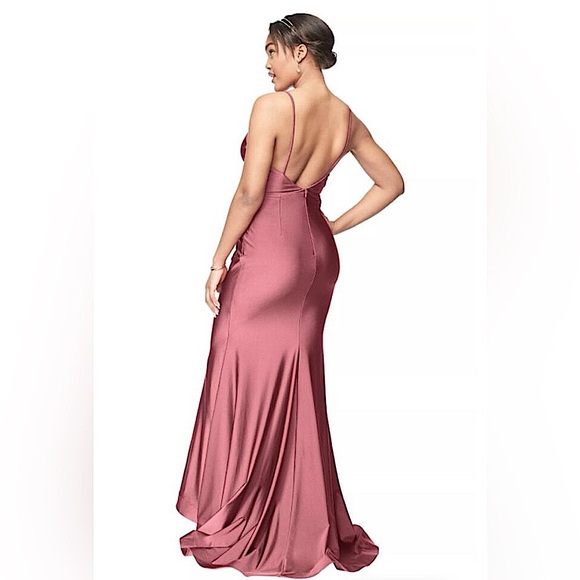 BRAND NEW Ash Rose Satin BILL LEVKOFF BRIDESMAIDS DRESS SIZE 10 - Picture 3 of 5